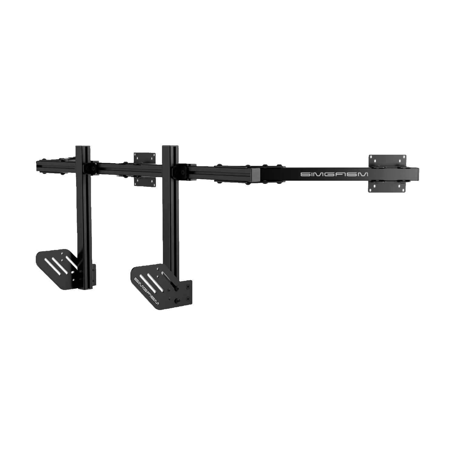 Simgasm Core Integrated Triple Monitor Stand: aligned bezels of all three monitors